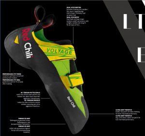 Voltage climbing shoes features