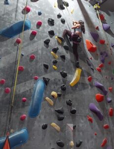 Aimee climbing
